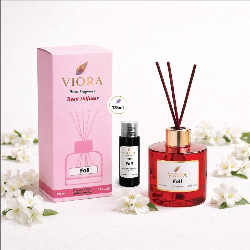 Viora Reed Diffuser 125 ml+ 50Ml free Refill with Foll Fragrance