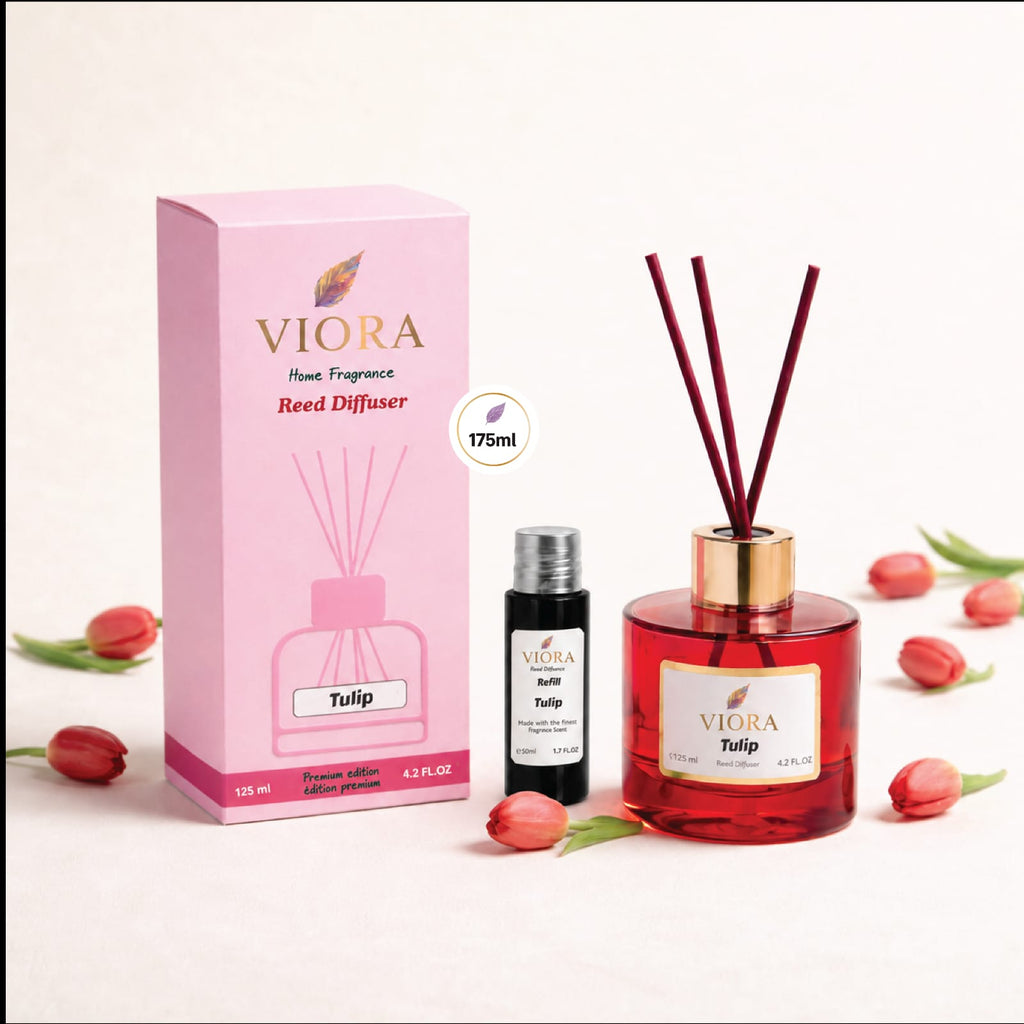 Viora Reed Diffuser 125 ml+ 50ml Free Refill with Tulip Fragrance