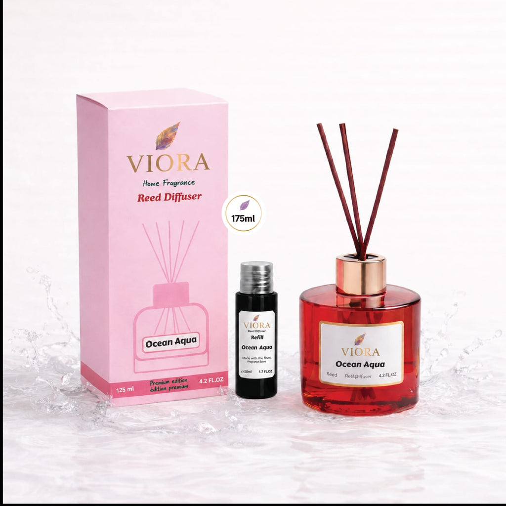 Viora Reed Diffuser 125 ml+ 50Ml free Refill with Ocean Aqua Fragrance