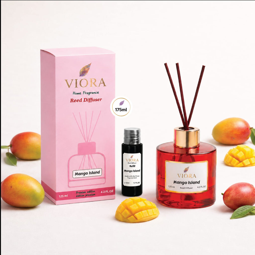 Viora Reed Diffuser 125 ml+ 50Ml free Refill with Mango Island Fragrance