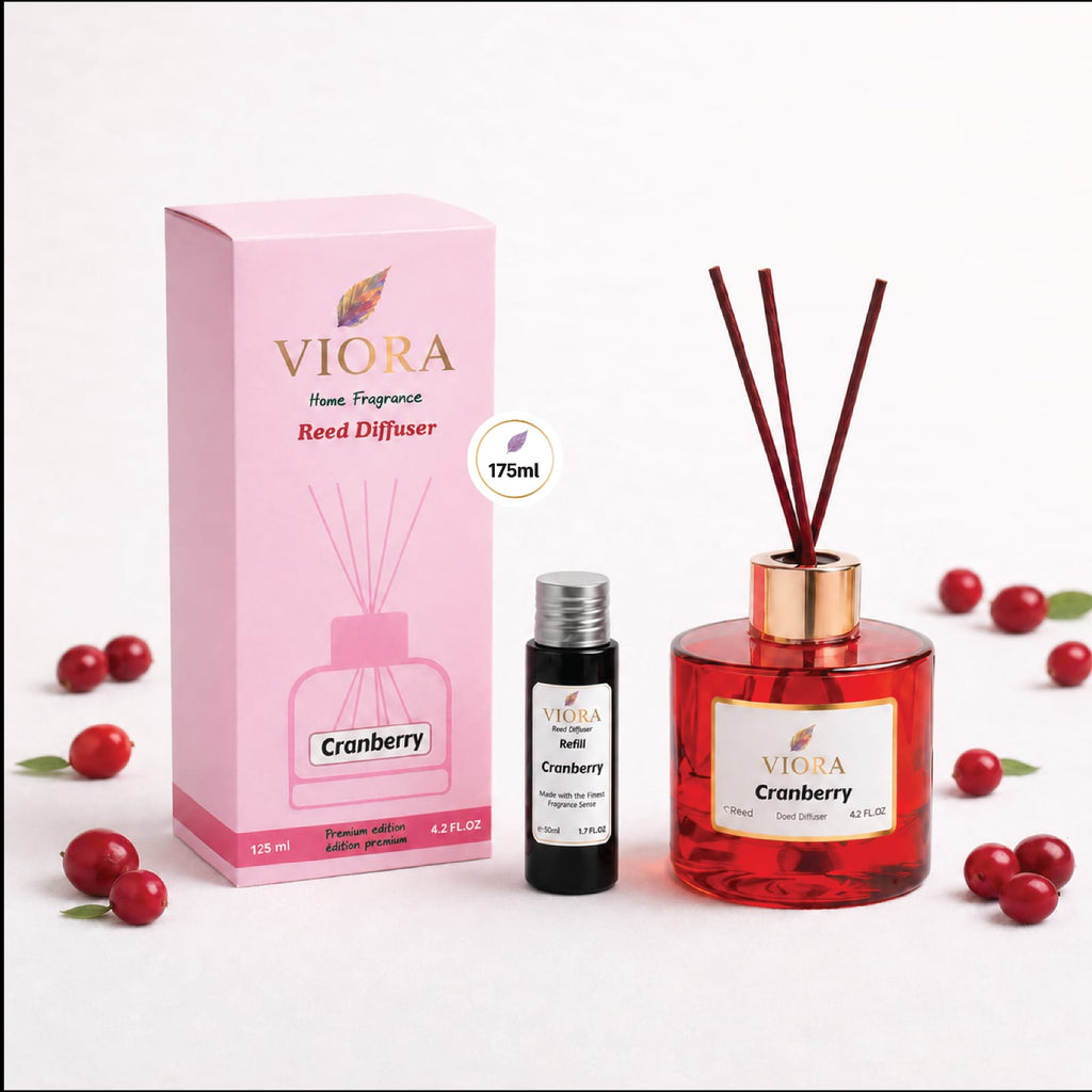 Viora Reed Diffuser 125 ml+ 50Ml free Refill with Cranberry Fragrance
