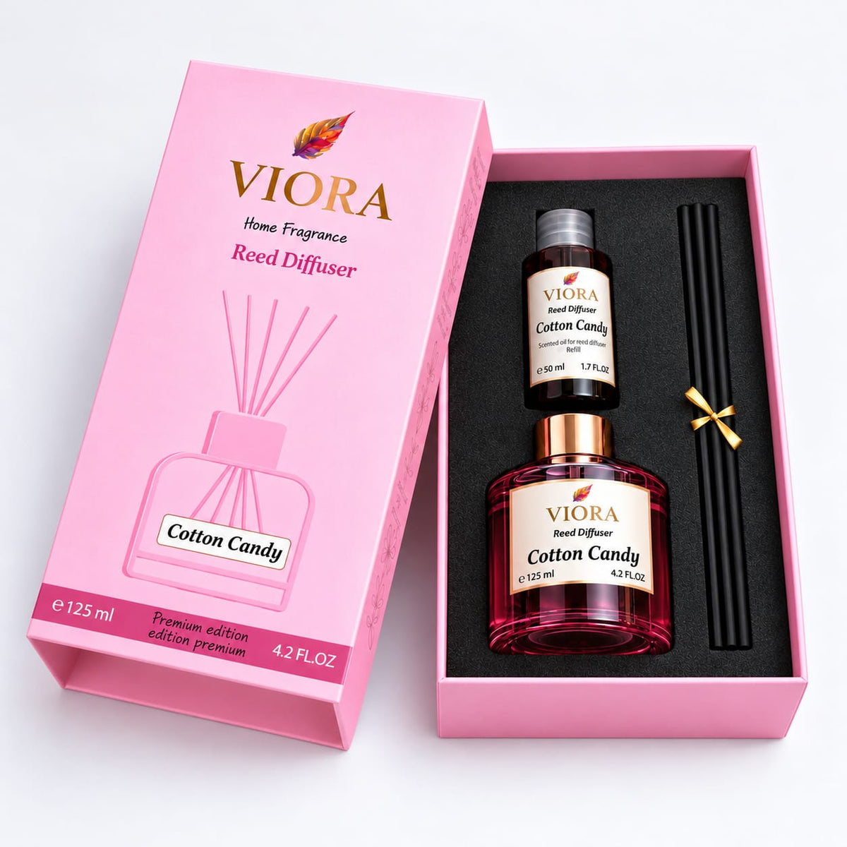 Viora Reed Diffuser 125 ml+ 50ml Free Refill with Cotton Candy Fragrance