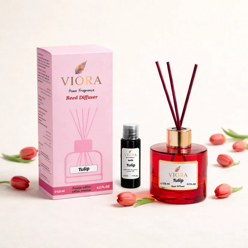 Viora Reed Diffuser 125 ml+ 50ml Free Refill with Tulip Fragrance